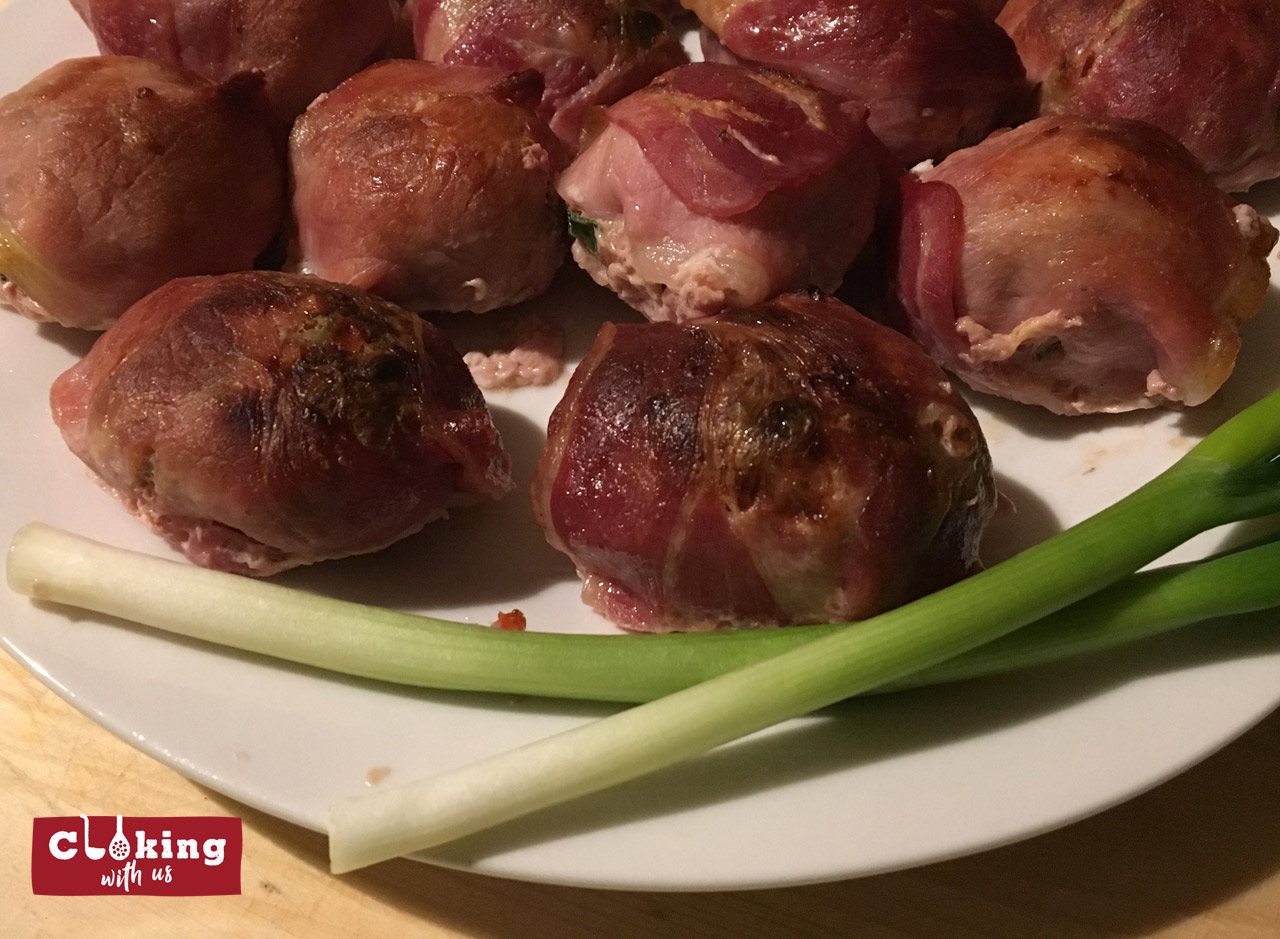 Meatballs wrapped in bacon