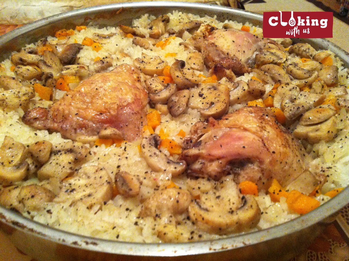 Chicken with rice and mushrooms