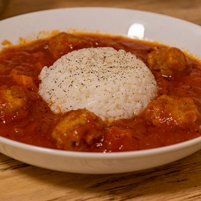 meatballs with tomato sauce and rice