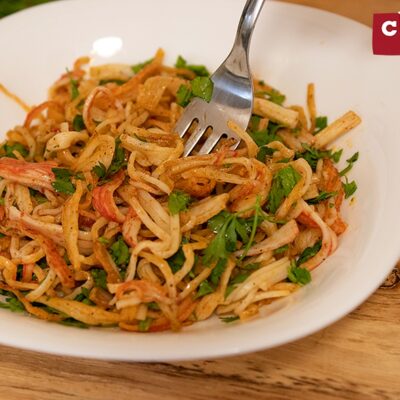 Easy crab stick recipe with garlic, lemon and fresh parsley