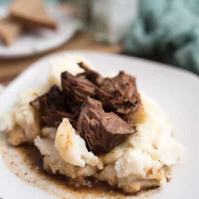 Beef tips with mashed potatoes